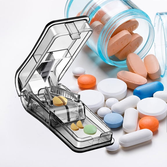 Cutter Case Box splitter Holder Cut into 1/2, Box Container Travel Friendly with V Transparent Black