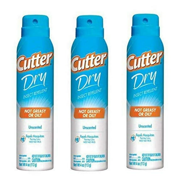 Cutter Dry Insect Repellent Spray - Unscented, Outdoor Use - 3 Pack