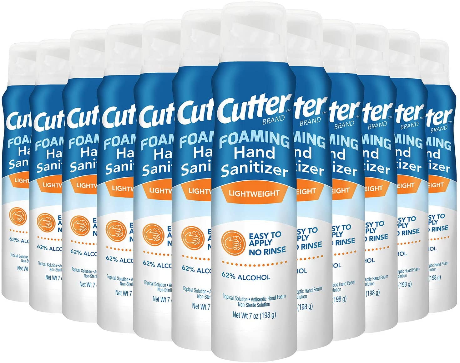 Cutter Foaming Hand Sanitizer, 7 Ounce, Personal Non Sterile Antiseptic Solution, Pack of 12
