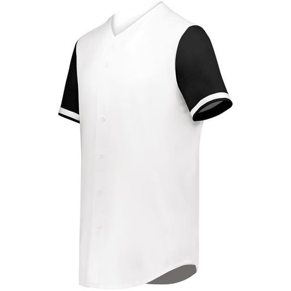 Augusta Sportswear 6909.226.3XL Cutter Plus Full Button Baseball Jersey, White & Black - 3XL
