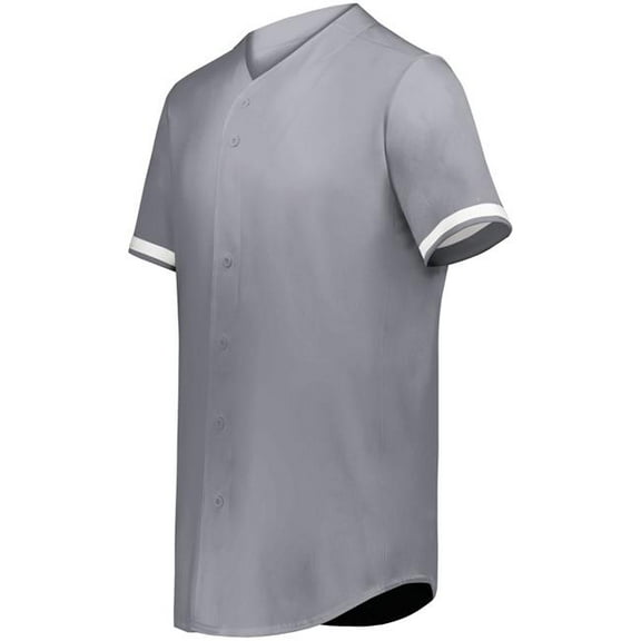 Augusta Sportswear 6909.R04.2XL Cutter Plus Full Button Baseball Jersey, Graphite & White - 2XL