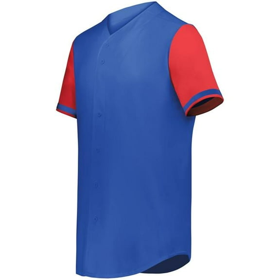 Augusta Sportswear 6909.W81.3XL Cutter Plus Full Button Baseball Jersey, Royal & Scarlet - 3XL