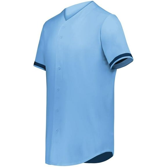 Augusta Sportswear 6909.294.2XL Cutter Plus Full Button Baseball Jersey, Columbia Blue & Navy - 2XL