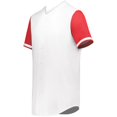 thumbnail image 1 of Augusta Sportswear 6909.235.L Cutter Plus Full Button Baseball Jersey, White & Scarlet - Large, 1 of 1