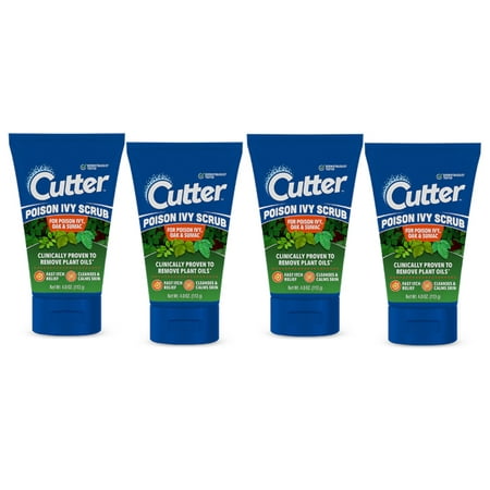 Cutter Poison Ivy Scrub For Poison Ivy, Oak, & Sumac, 4 Ounces - Pack of 4