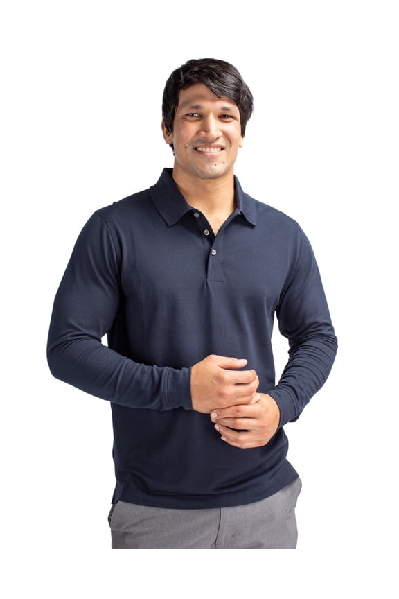 BCK09322 Advantage Eco Tri-Blend Pique Mens Big and Tall Long Sleeve Polo-Liberty Navy-2XB