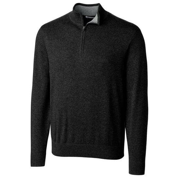 Cutter & Buck mens Lakemont Tri-Blend 1/4-Zip Sweater, XL, Black