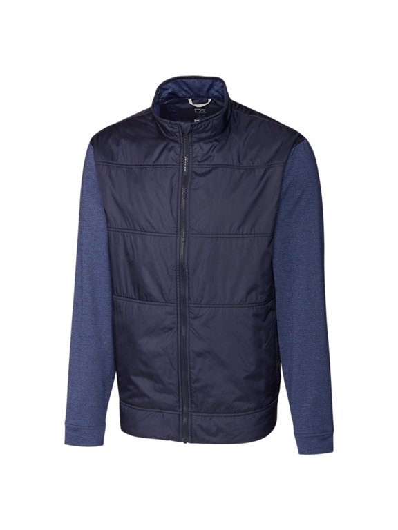BCK09406 Stealth Hybrid Quilted Mens Big and Tall Full Zip Windbreaker Jacket-Liberty Navy-LT