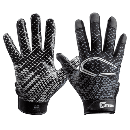 Cutters, Game Day Football Receiver Gloves, Adult, S/M, Black