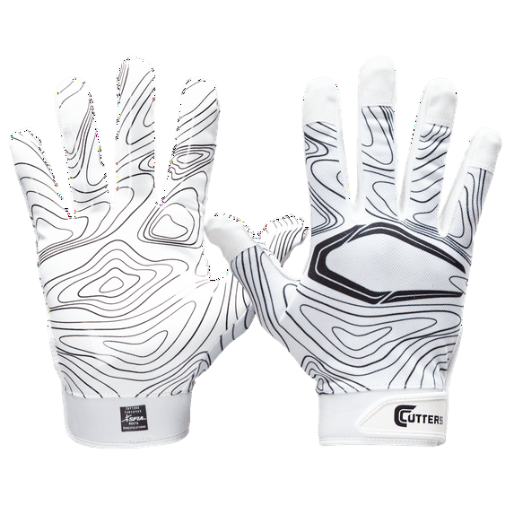 Cutters Game Day Football Receiver Gloves White Topo, Adult, S/M
