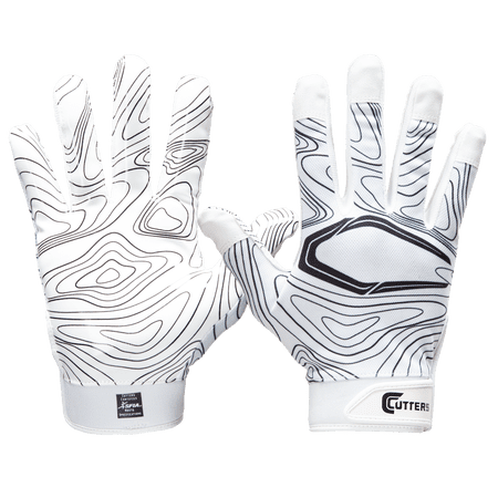 Cutters, Game Day Football Receiver Gloves, Youth, S/M, White Topo