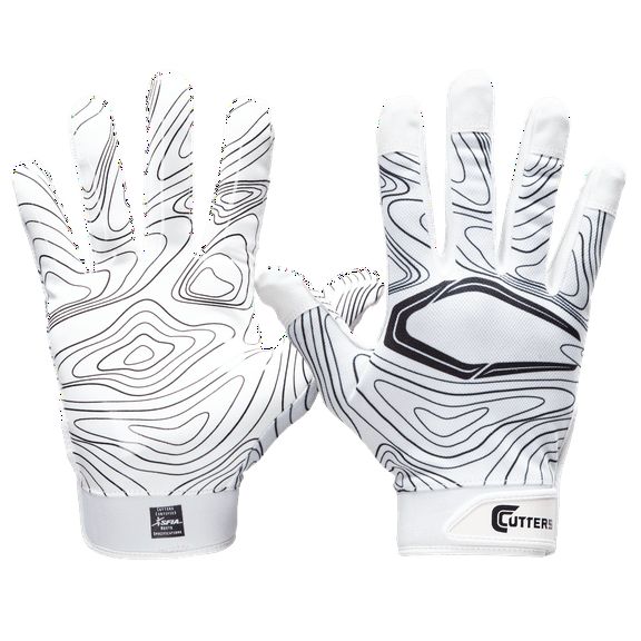 Cutters Game Day Football Receiver Gloves White Topo, Adult, L/XL