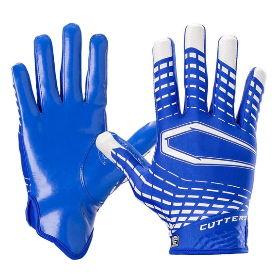 Cutters, Rev 5.0 Football Receiver Gloves, Adult, M, Royal