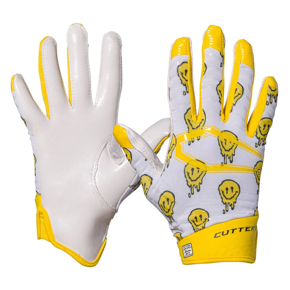Cutters, Rev 5.0 Football Receiver Gloves, Youth, L, Smile