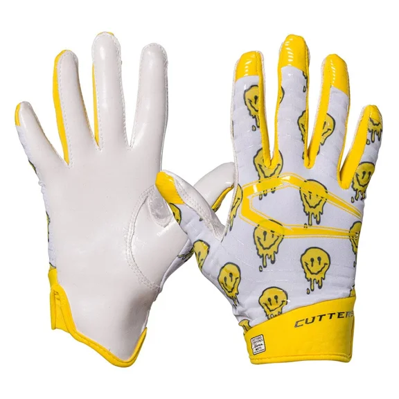 Cutters, Rev 5.0 Football Receiver Gloves, Youth, L, Smile