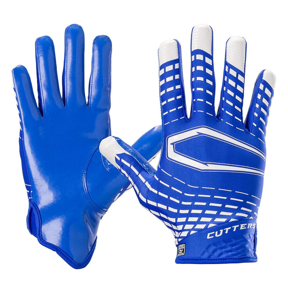 Cutters, Rev 5.0 Football Receiver Gloves, Youth, M, Royal