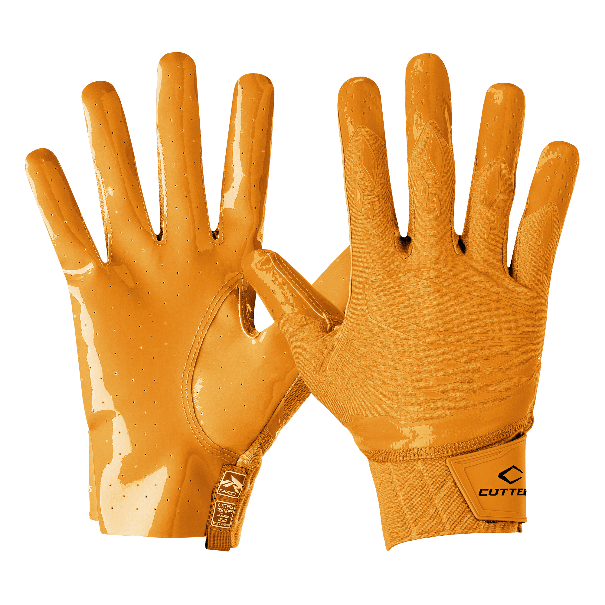 Cutters, Rev Pro 5.0 Football Receiver Gloves, Adult, M, Solid Gold