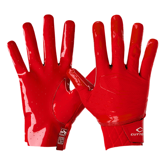 Cutters, Rev Pro 5.0 Football Receiver Gloves, Adult, M, Solid Red