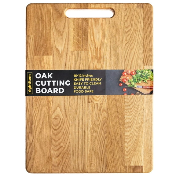 Cutting Board - 16x12 Inches Large Wood Cutting Board - Oak Cutting Board with Handle - Steak Board - Fruit Cutting Board - Real Wood Cutting Board - Chopping Board for Kitchen