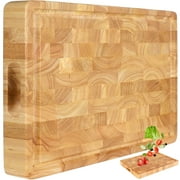 Cutting Board (17x13x1,5in) Wood Cutting Board, End Grain Cutting Board, Wooden Butcher Block, Chopping Board - Reversible Multipurpose For Kitchen with Juice G