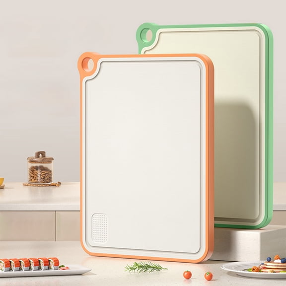 Cutting Board Chopping Board with Anti-spill Groove and Non-slip Base, Double-sided Food Grade Plastic Prep Board for Kitchen Countertop Safety, Topliu