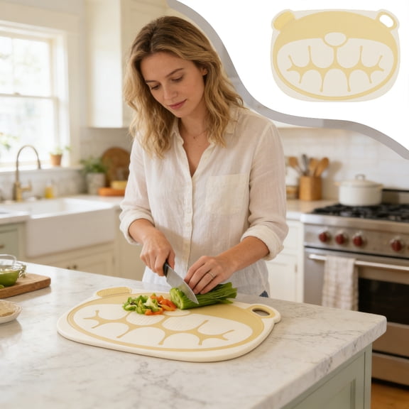 Cutting Board, Cute Bear TPU Mat, Non-Slip Flexible Chopping Pad, Kitchen Tool for Fruit Vegetable Prep