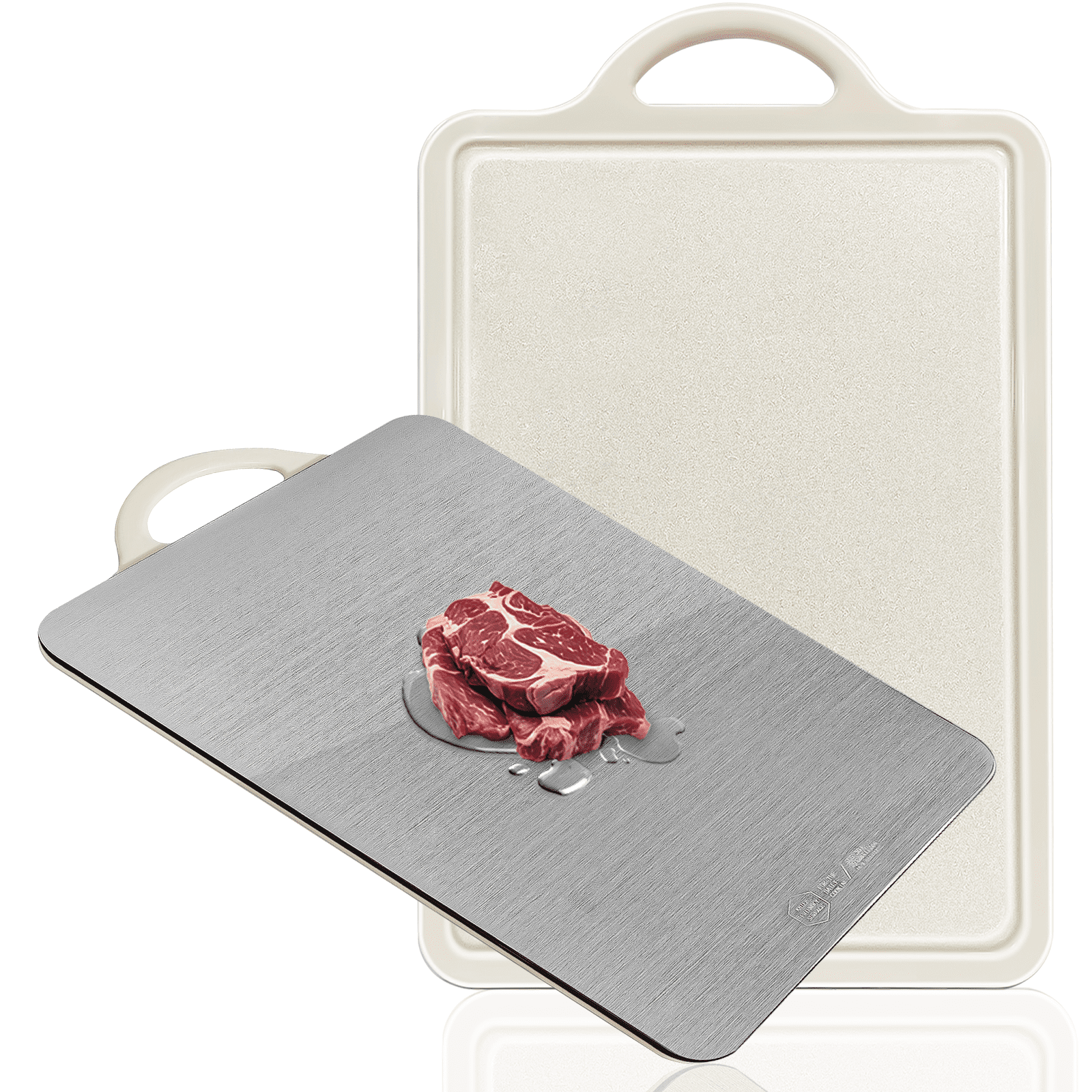 Cutting Board Double Sided, Large Size 15.4”×11”, 304 Stainless Steel Cutting Board for Kitchen, Food-Grade, Stainless Steel and Wheat Straw PP, Easy to Clean