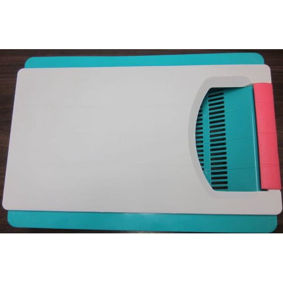 Cutting Board, Handle, Large Removable Strainer. Cut, Slice, Chop and Slide Into the Strainer to Wash.