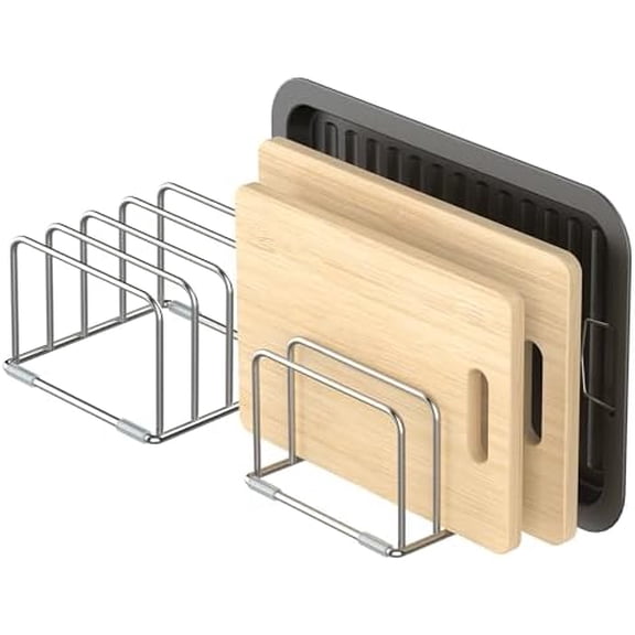 Cutting Board Holder Stand, Chopping Board Storage Rack, Cutting Board Organizer, 304 Stainless Steel Chopping Board Holder, Cookie Sheets Organizer 1.0+1.2 Inch Width Slots (2 PCS)