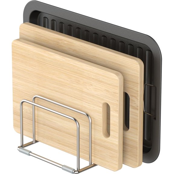 Cutting Board Holder Stand, Chopping Storage Rack, Organizer, 304 Stainless Steel Holder, Cookie Sheets Organizer 1.0+1.2 Inch Width Slots(Large)
