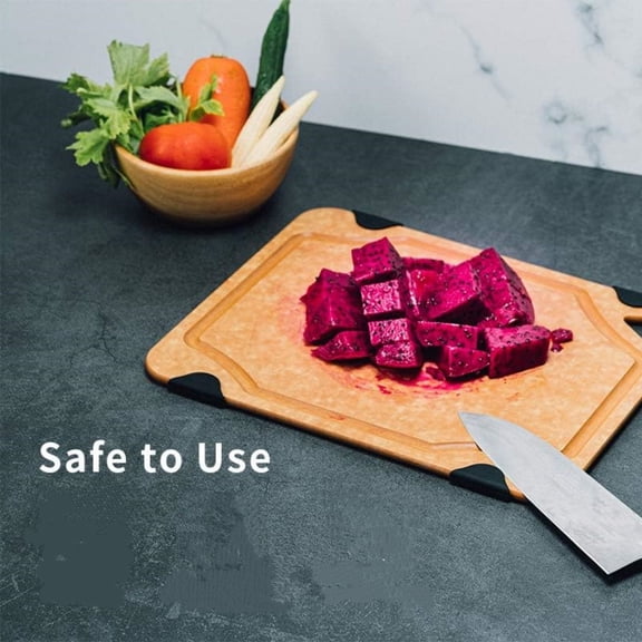 Cutting Board for Kitchen Dishwasher Safe, Toptier, Wood, Fiber , Eco-Friendly, Non-Slip, Juice Grooves, Non-Porous, BPA Free, Small, Silicone, 11.5 x 9.25-inch, Natural Slate