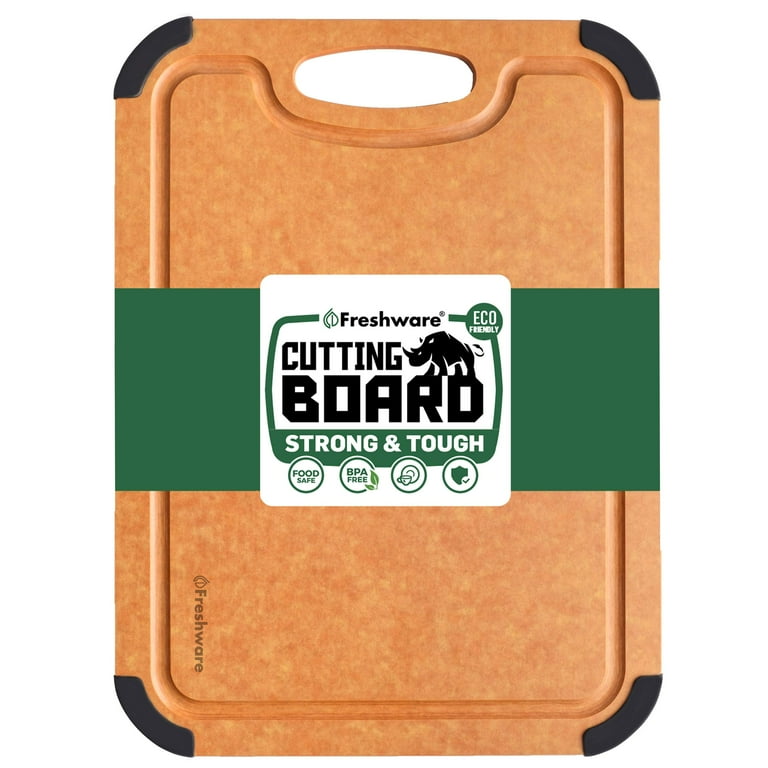 Cutting Board for Kitchen Dishwasher Safe, Toptier, Wood, Fiber ,  Eco-Friendly, Non-Slip, Juice Grooves, Non-Porous, BPA Free, Small,  Silicone, 11.5 x