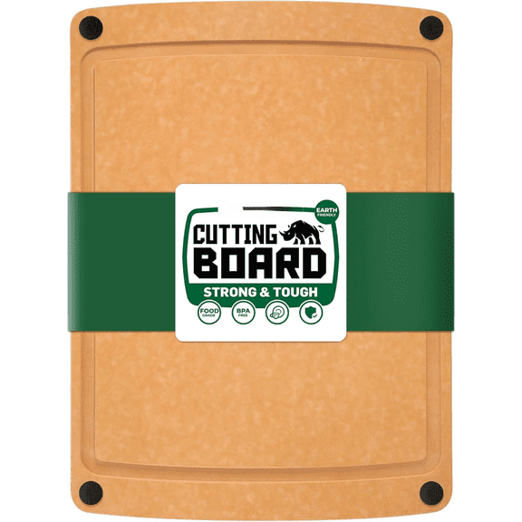 Cutting Board for Kitchen, Wood Cutting Board with Juice Grooves, Dishwasher Safe, Non-Porous, BPA Free, Medium Cutting Boards, 15 x 11.25-inch, Natural Slate