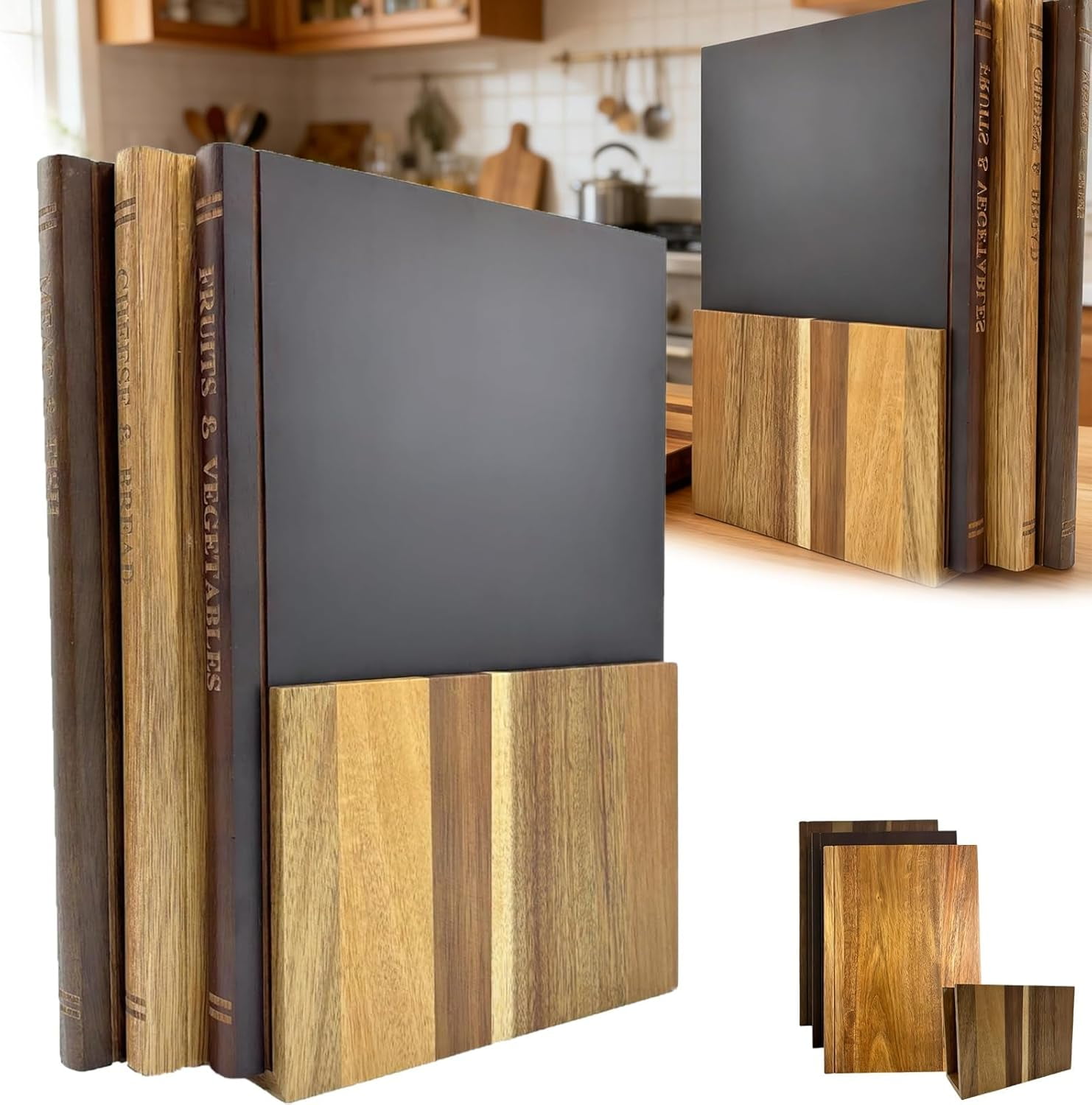 Set of 3 Solid Wood Book Shaped Cutting Boards