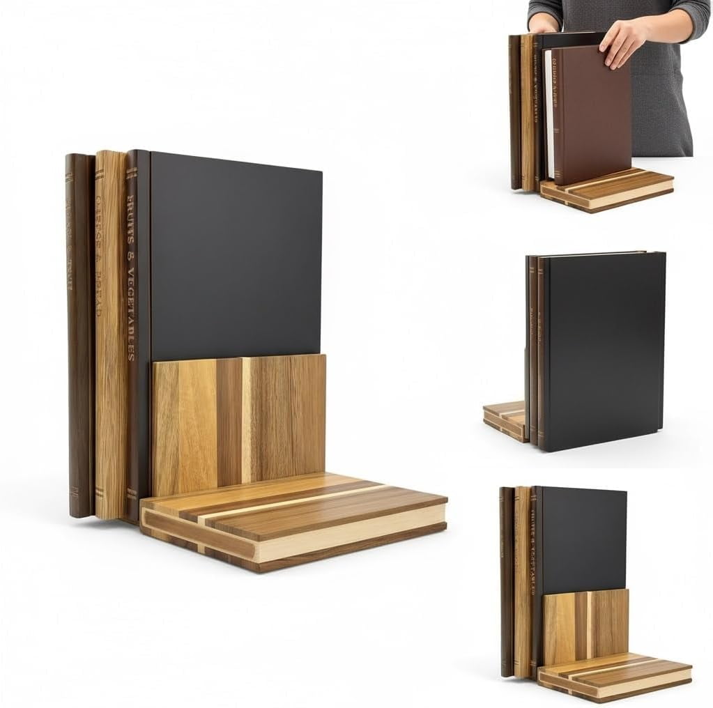 Cutting Board That Looks like Books, Set of 3 Solid Wood Book Shaped Cutting Board Library with Wooden Stand, Wood Decorative Cutting Boards for Kitchen, For Party & Home for Party & Home