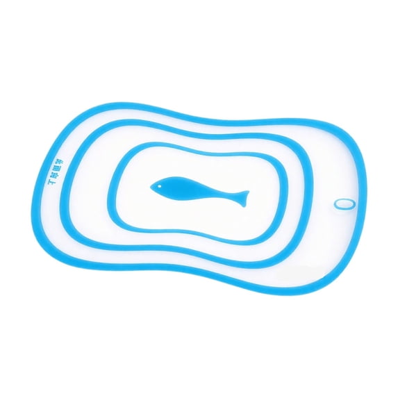 Cutting Board Mat Fish Shaped Flexible Plastic Small Blue Border for Kitchen Prep