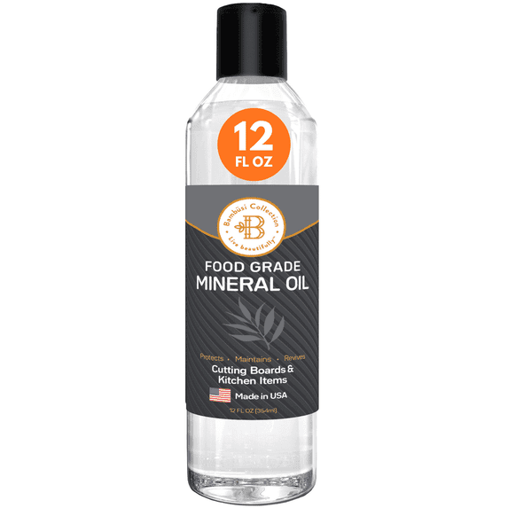 Mineral Oil - Food Grade Mineral Oil for Wood Cutting Board, Cutting Board Oil for Wood and Bamboo, Butcher Block Oil and Wood Conditioner for Kitchen Utensils and Countertops, 12oz