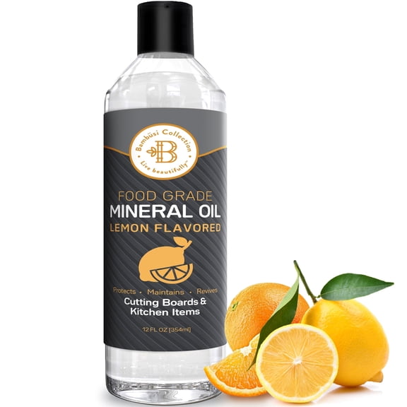 Cutting Board Oil - Food Grade Mineral Oil for Cutting Boards, Butcher Block & Bamboo - Light Lemon Scent 12 fl oz