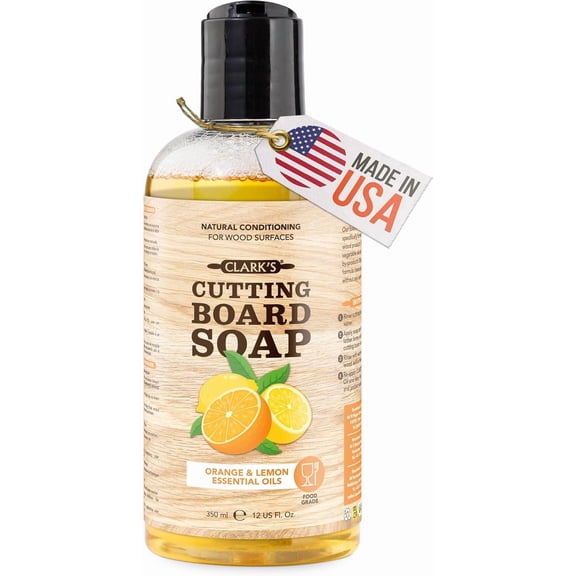 Cutting Board Organic Soap - Cleaner for Butcher Block, Countertop and Utensils - Enriched with Natural Orange & Lemon Extracts - Cleans and Restores Wood - Use Before Food Safe Mineral Oil