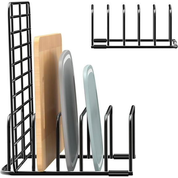 Cutting Board Organizer, [1-Pack] Cutting Board Holder Rack Baking Cookie Pan Sheets Cooling Small Racks Storage Stand for Kitchen Cabinet Countertop Bakeware Storage Organizer Metal Black