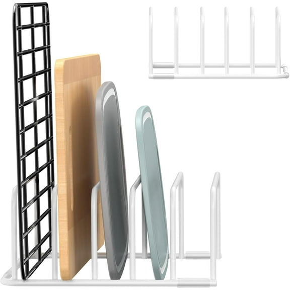 Cutting Board Organizer, [1-Pack] Cutting Board Holder Rack Baking Cookie Pan Sheets Cooling Small Racks Storage Stand for Kitchen Cabinet Countertop Bakeware Storage Organizer Metal Black