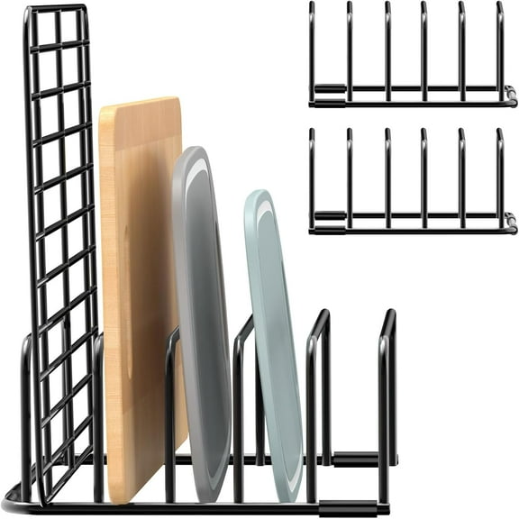 Cutting Board Organizer and Baking Sheet Rack, [1-Pack] Black Heavy Duty Metal Cookie Sheet Organizer for Cutting Board Storage & Plate Holder for Cabinet, Tray Dividers for Cabinets