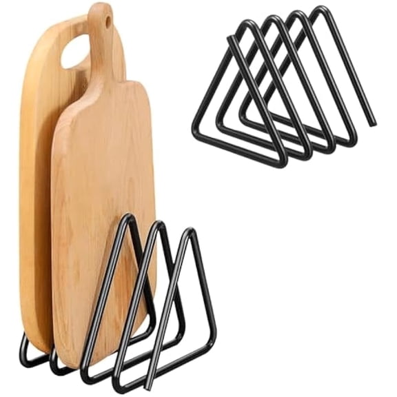 Cutting Board Organizer, Black Metal Chopping Board Holder with U-Shape Frame, Sturdy Cast Iron Vertical Storage Rack for Countertop, Modern Kitchen Space Saver