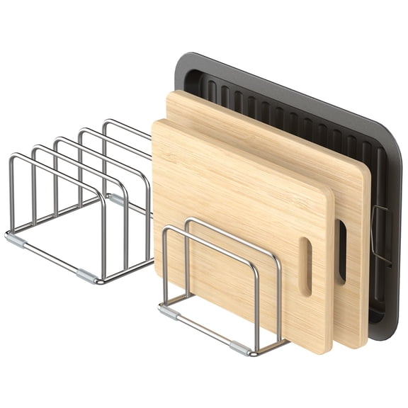 Cutting Board Organizer Stand Holder,304 Stainless Steel Chopping Board Holder,Pot Pan Lid Holder Rack kitchen Shelf Bakeware,Cookie Sheets Organizer (1.0 Inch Width Slots)