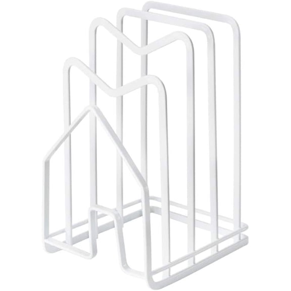 Cutting Board Rack Holder, Casewin Kitchen Countertop Chopping Board Organizer, Sturdy Multi-Slot Storage Stand for Cutting Board, Bakeware and Baking Sheet, White