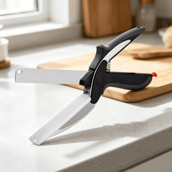 Cutting Board Scissors for Food with Stainless Steel Blade,2 in 1 Kitchen Scissors for Food with Detachable Cutting Board; Cuts Veggies, Fruits, and Meat; Dishwasher Safe; Safety Lock