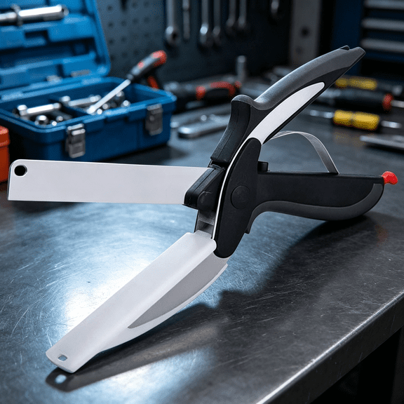 Cutting Board Scissors for Food with Stainless Steel Blade,2 in 1 Kitchen Scissors for Food with Detachable Cutting Board; Cuts Veggies, Fruits, and Meat; Dishwasher Safe; Safety Lock