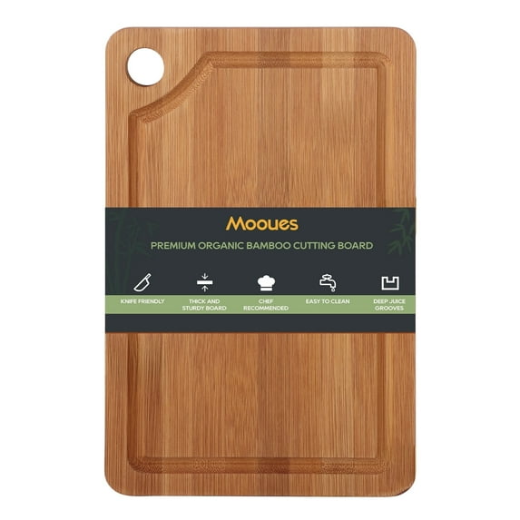 ACMETOP Wooden Cutting Boards for Kitchen, Reversible Deep-Carbonized Bamboo Cutting Board with Juice Groove, Knife-Friendly