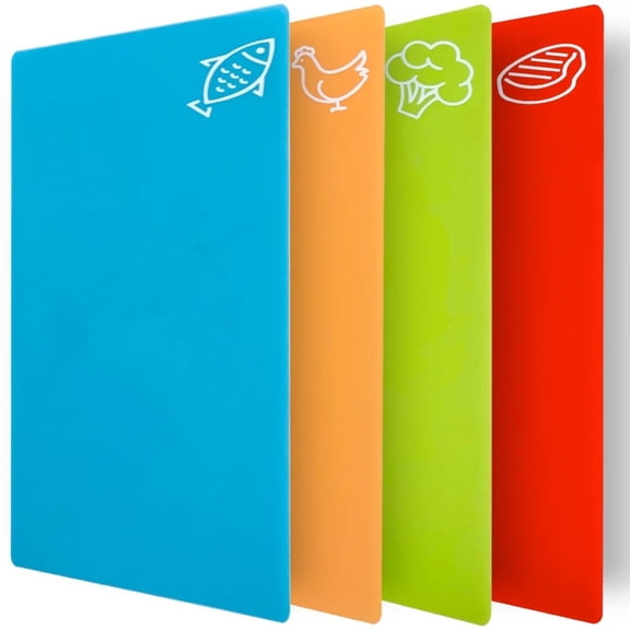 Cutting Board Set of 4,Flexible,Durable Plastic Chopping Mats,15x12,Multicolor