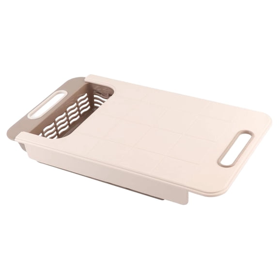 Cutting Board with Strainer,Over The Sink Cutting Board,2 in 1 Retractable Chopping Board for Meat and Vegetables Over Sink Space-Saving Design,Sink Drainer Board with Detachable Draining Basket